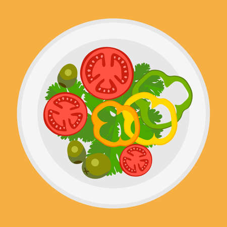 Vector illustration of fresh vegetables and olivesのイラスト素材