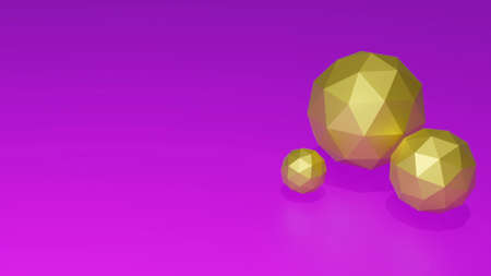 3D background for web design. The first screen of the site. Gold facets on a purple background.の写真素材