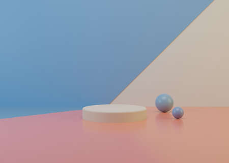 3d scene background minimal scene with geometric platform. Stage background 3d rendering with podium. Stage showcase on a pedestal modern 3d studioの写真素材