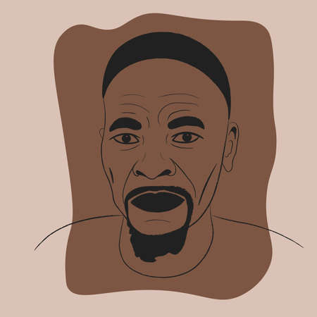 Outline portrait of an elderly black man. Diversity concept.のイラスト素材