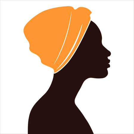 Silhouette of an african woman with a scarf on her headのイラスト素材