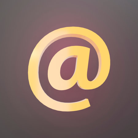 3d rendering of a yellow "at" signの写真素材