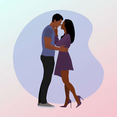 Vector illustration of a couple of people in love. Flat design.のイラスト素材