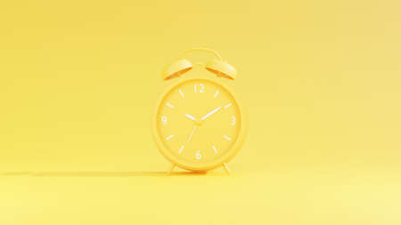 Yellow alarm clock on a yellow background. 3d render.の写真素材