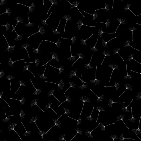 Seamless background from a dandelion. Flight of a dandelion, seeds fly from the wind. Light, pleasant texture. Suitable for fabric, paper, wallpaper. Vector illustration.のイラスト素材