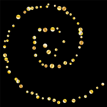 Golden confetti on a black background. Luxury festive background. Golden grainy abstract texture on a black background. Element of design. Vector illustration.のイラスト素材