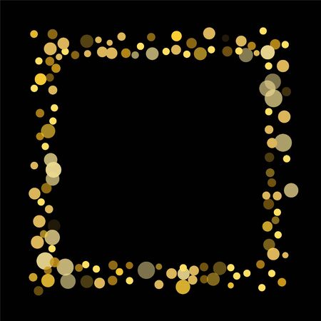 Golden confetti on a black background. Luxury festive background. Golden translucent abstract dot on a black background. Element of design. Vector illustration.のイラスト素材