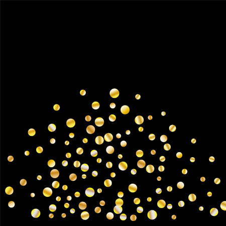 Golden confetti on a black background. Luxury festive background. Golden grainy abstract texture on a black background. Element of design. Vector illustration, EPS 10.のイラスト素材