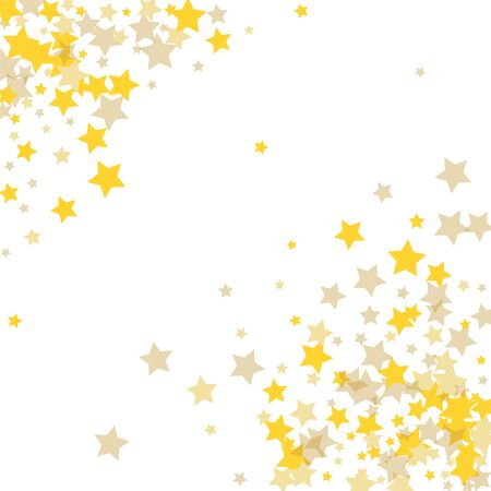Golden confetti-stars on white illustrationのイラスト素材
