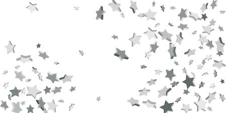 Silver star of confetti, Falling stars on a white background. Vector illustration.のイラスト素材