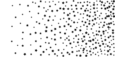 Abstract flying confetti star. A falling star background. Casual black stars shine on a white background. Suitable for your design, cards, invitations, gifts.のイラスト素材