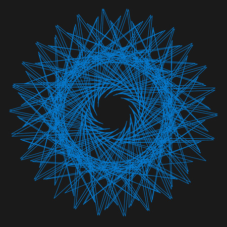 Abstract spirograph element for decorative design. Vector abstract complex circular pattern. Abstract decorative floral spirograph circular element. Vector illustration.のイラスト素材