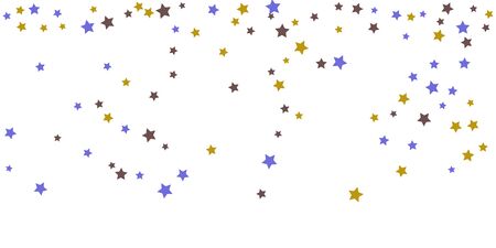 Abstract flying confetti star. A falling star background. Random stars shine on a white background. White background with blue and brown stars. Suitable for your design, cards, invitations, gifts.のイラスト素材