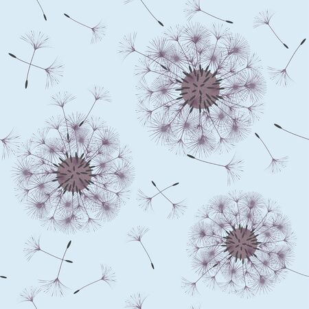 Illustration of a samless background from a dandelions flying in backgroundのイラスト素材