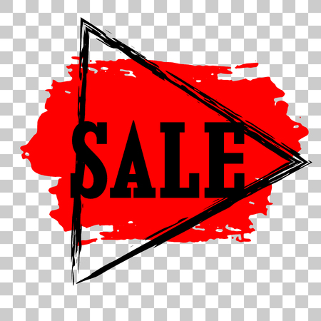 Modern minimalist sale banner with triangular frame.Marketing tag for promotion, commercial campaign.Grunge painful backgroundのイラスト素材