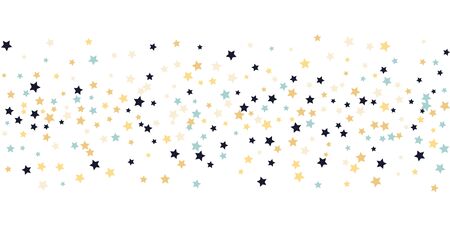 Abstract flying confetti star. A falling star background. White background with blue, yellow and brown stars. Suitable for your design, cards, invitations, gifts.のイラスト素材