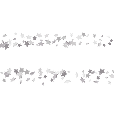 Star confetti. Silver casual confetti background.  Illustration of flying shiny stars. Decorative element. Bright design pattern. Suitable for your design, cards, invitations, gift, vip.のイラスト素材