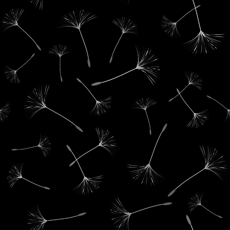 A Seamless background from a dandelion. Flight of a dandelion, seeds fly from the wind. Light, pleasant texture. Suitable for fabric, paper, wallpaper. Vector illustration.のイラスト素材