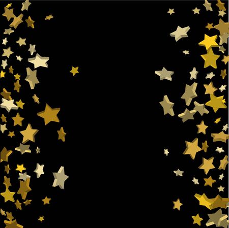 Vector black template with gold stars.  Illustration of flying shiny stars. Decorative element. Bright design pattern. Suitable for your design, cards, invitations, gift, vip.のイラスト素材