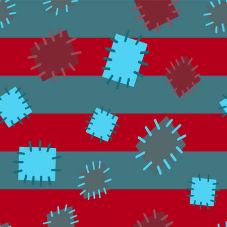 A Seamless pattern in color patches. Bright cute background of multicolored scraps of fabric, sewn with different colors of thread.のイラスト素材