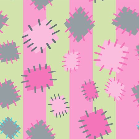 Seamless pattern in color patches. Bright cute background of multicolored scraps of fabric, sewn with different colors of thread. Can be used for fabric design, children's wallpaper, postcards. Vectorのイラスト素材