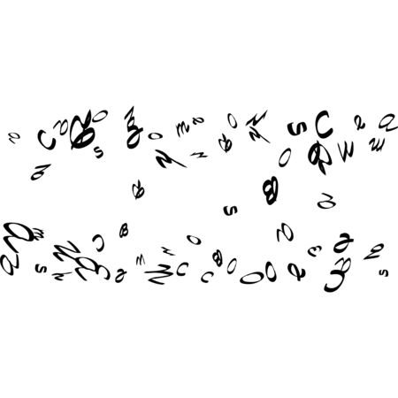 Abstract background of black handwritten letters, isolated on white background. Illustration is good for educational design. 23 April. Vector.のイラスト素材