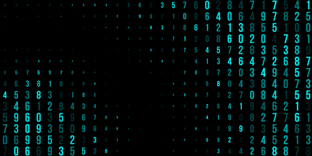 A modern design for digital wallpaper design. Concept business background. Abstract technical background of neon numbers on blackのイラスト素材