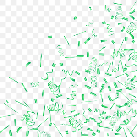 A bright shine of confetti. Abstract background with falling green tiny confetti. Luxury festive background for your design, cards, invitations, gift, vip. Vector.のイラスト素材