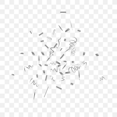 Silvery shine of confetti. Abstract background with falling silver tiny confetti. Luxury festive background for your design, cards, invitations, gift, vip. Vector.のイラスト素材