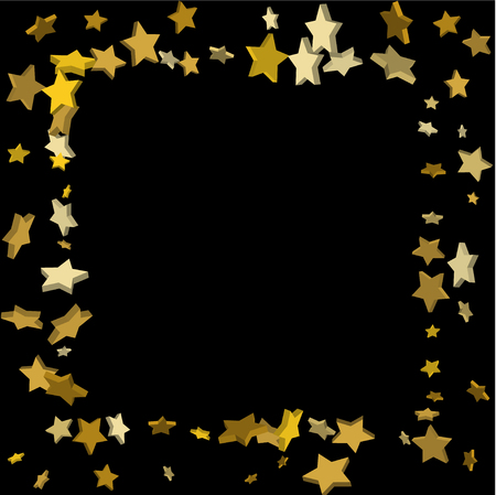 Star confetti. Golden casual confetti background.  Illustration of flying shiny stars. Decorative element. Bright design pattern. Suitable for your design, cards, invitations, gift, vip.のイラスト素材