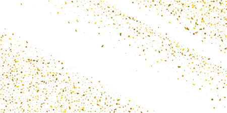 Golden glitter confetti on a white background.Gold banner. Decorative element. Luxury background for your design, logo, web, card, exclusive, certificate, gift, luxury, privilege,  store, present.のイラスト素材