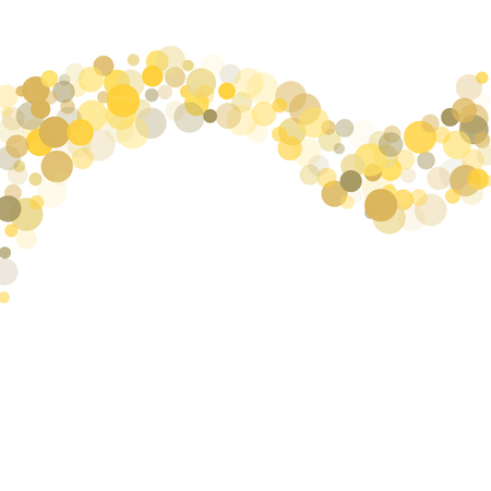 Abstract background Golden dot confetti on white background. Elements of different size and color. Suitable for backgrounds of greeting cards and posters, banners.Vector.のイラスト素材