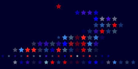 4th of July. Abstract dark blue background from red, blue, white stars in the colors of the United States, the patriotic stars of America. Vector illustration.のイラスト素材