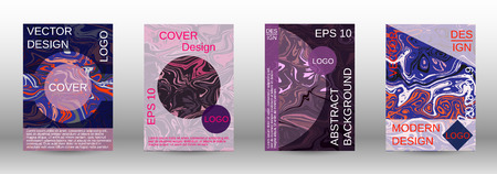 Marble texture covers set. Modern marble design with abstract lines. Creative fluid backgrounds from current forms to design a fashionable abstract cover, banner, poster, booklet. Vector illustration.のイラスト素材