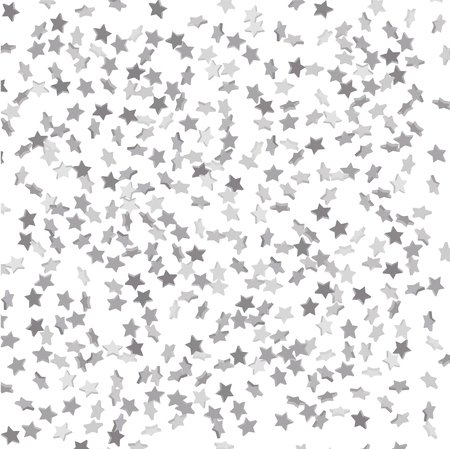 Star confetti. Silver casual confetti background. Falling stars on a white background. Bright design pattern. Suitable for your design, cards, invitations, gift, vip.のイラスト素材