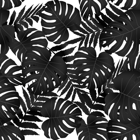 Vector seamless tropical pattern, bright tropical foliage, monstera leaves. Modern bright summer print design from thickets of tropical leaves from the jungle.のイラスト素材