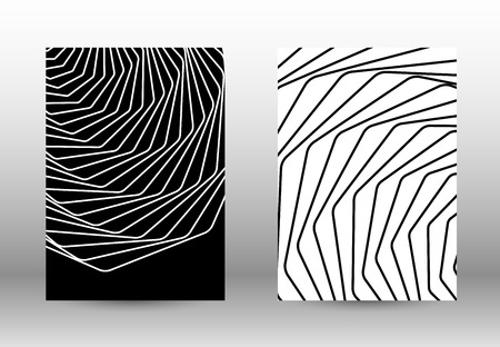 Optical contrast. Set of abstract patterns with distorted lines. Black and white striped psychedelic background. Abstract vector illustration.You can use for design covers, cards,posters.のイラスト素材