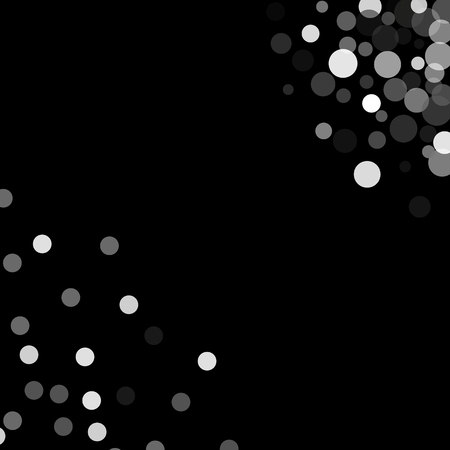 Silver glitter confetti on a black background. Illustration of a drop of shiny particles. Decorative element. Luxury background for your design, cards, invitations, gift, vip.のイラスト素材