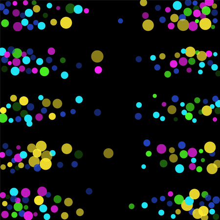 Colored confetti-points are scattered on a black background. Luxury festive background. Multicolored shiny abstract texture. Element of design. Vector illustration, EPS 10.のイラスト素材