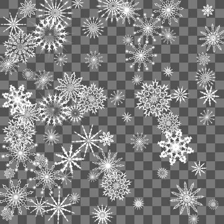 Christmas and New Year background vector with falling white snowflakes. Well suited for a Christmas card, banner or poster. EPS 10のイラスト素材