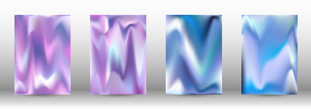 Set for liquid. Holographic abstract backgrounds. Bright mesh blurred pattern in pink, blue, green tones. Fashionable advertising vector in retro  for book, annual, mobile interface, web application.のイラスト素材