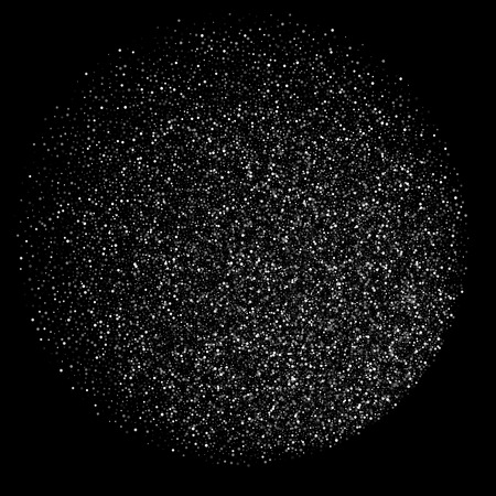 Silver shine of confetti on a black background. Illustration of a drop of shiny particles. Decorative element. Luxury background for your design, cards, invitations, gift, vip.のイラスト素材