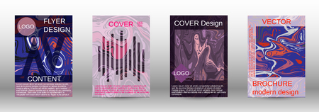 Marble texture covers set. Modern marble design with abstract lines. Creative fluid backgrounds from current forms to design a fashionable abstract cover, banner, poster, booklet. Vector illustration.のイラスト素材