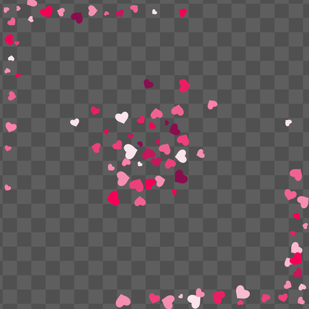 Heart confetti beautifully chaotic fall on the background. Template for posters, posters, postcards, invitations. Valentine's Day. Vector illustrationのイラスト素材
