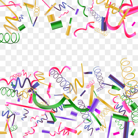 Bright sparkle of colorful confetti. Abstract background with falling blue, red, gold, green, pink tiny confetti. Luxury festive background for your design, cards, invitations, gift, vip. Vector.のイラスト素材