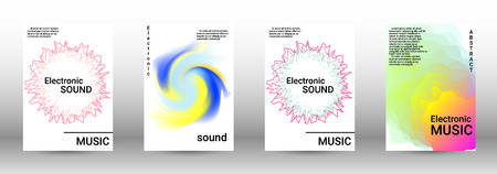 Modern design template. A set of modern abstract covers. Creative sound backgrounds from abstract lines, gradient wave, halftone to create a fashionable abstract cover, banner, poster, booklet.のイラスト素材