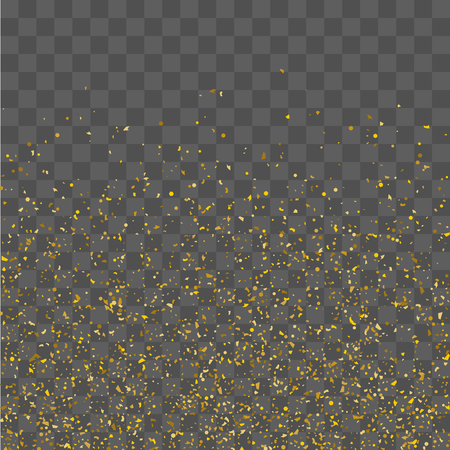 Golden glitter confetti. Illustration of a drop of shiny particles. Decorative element. Luxury background for your design, cards, invitations, gift, vip.のイラスト素材