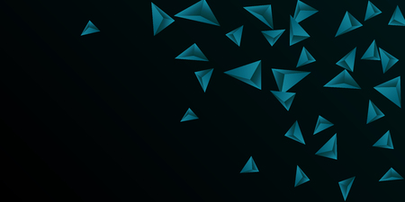 Triangle background. Abstract composition of triangular crystals. 3D vector illustration . Minimal geometric background.  Emerald  three-dimensional  triangular crystals in space.のイラスト素材