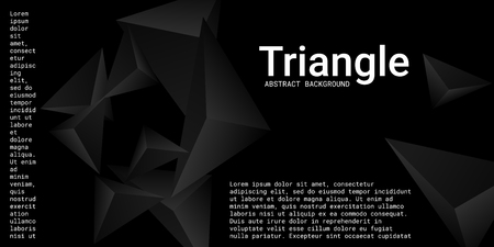 Triangle background. Abstract composition of triangular pyramids. Minimal geometric background.  3D vector illustration . Black  three-dimensional triangular pyramids in space.のイラスト素材