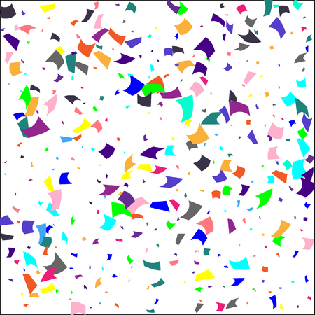 Confetti. Colorful confetti on white background. Holiday festive background. Suitable for postcard background, banner, poster, cover design.Vector.のイラスト素材